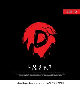 shilouette initial letter d red valley logo. modern icon, template design