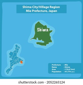 Shima City Village Region Mie Prefecture Map, Japan