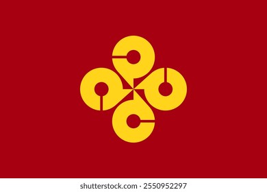 Shimane, a bandeira da província do Japão: simbolizando a rica história, o patrimônio cultural e as belas paisagens costeiras. Ideal para projetos que celebram a identidade única de Shimane