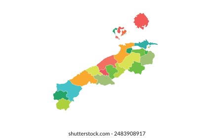 Shimane map isolated modern colorful style. for website layouts, background, education, precise, customizable, Travel worldwide, map silhouette backdrop, earth geography, political, reports. 