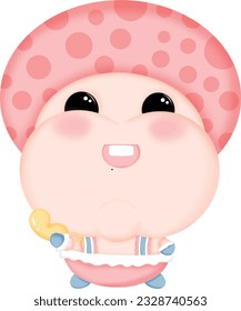 shimeji cute baby mushroom, baby girl
