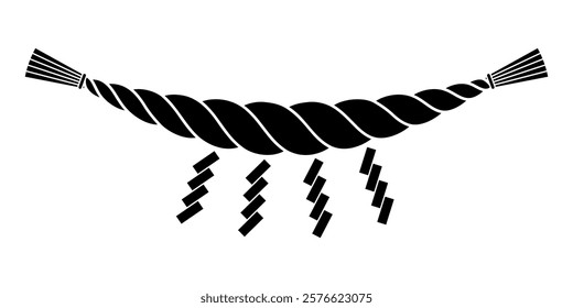 Shimenawa at a Japanese shrine, vector illustration