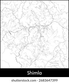 Shimla city map, India - Topographic vector map poster