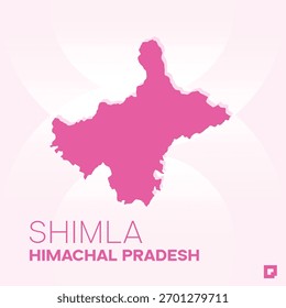 Mapa del distrito de SHIMLA, Himachal Pradesh, India - Esquema de Vector editable.