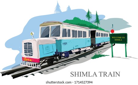 Shimla Train Tourism India Vector Illustration