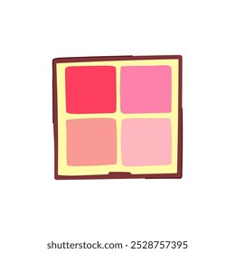 shimmer blush compact cartoon. matte glow, highlight contour, blend brush shimmer blush compact sign. isolated symbol vector illustration