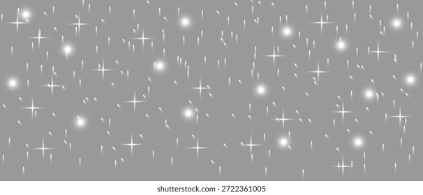 A shimmering array of bright white stars and particles on a soft gray background creating a sparkling effect