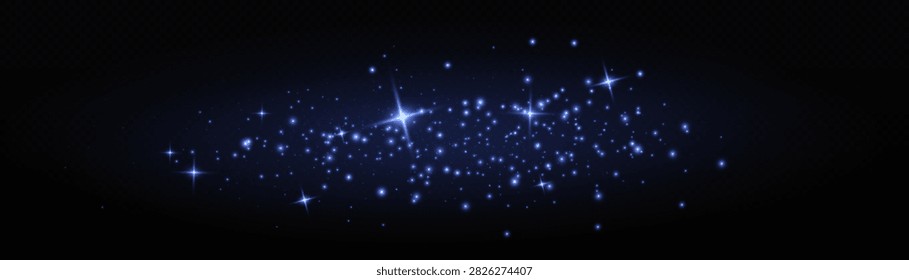 Shimmering blue magical light dust particles on a black background with sparkles particles background abstract ethereal radiance scintillation composition creative