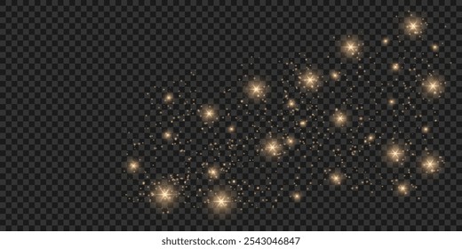 Shimmering bright dust. Bokeh lights. Festive design. Light effect background. Christmas background of shining dust. Glowing elements.Isolated light effects on a transparent background.vector graphics