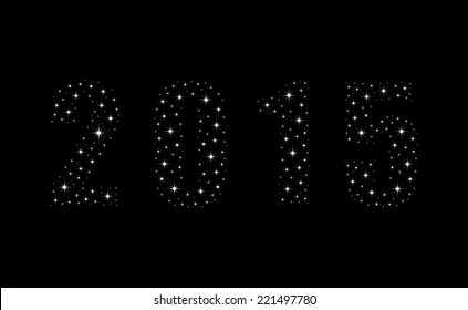 Shimmering bright stars happy new year 2015.  New year 2015 illustration.