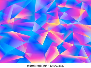 Shimmering Color Background with Abstract Triangles. Vector Iridescent Bright Bg