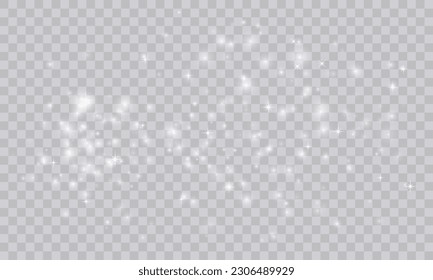 Shimmering Dust. Bokeh Lights. Festive Designs.White png dust light. Bokeh light lights effect background. Christmas background of shining dust. Christmas glowing light confetti and spark overlay 