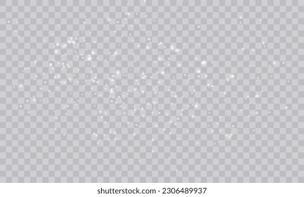 Shimmering Dust. Bokeh Lights. Festive Designs.White png dust light. Bokeh light lights effect background. Christmas background of shining dust. Christmas glowing light confetti and spark overlay 