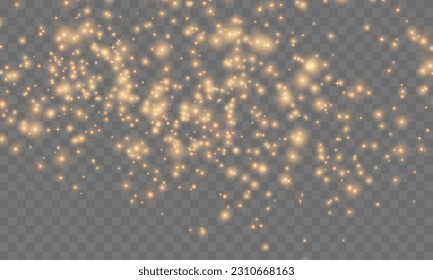 Schimmernder Staub. Bokeh Lichter. Feste Designs.Weißes png Staublicht. Bokeh-Lichter wirken auf dem Hintergrund. Weihnachtshintergrund aus glänzendem Staub. Weihnachtslichtkonfetti und Funkenüberlagerungen