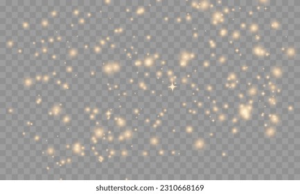 Shimmering Dust. Bokeh Lights. Festive Designs.White png dust light. Bokeh light lights effect background. Christmas background of shining dust. Christmas glowing light confetti and spark overlay