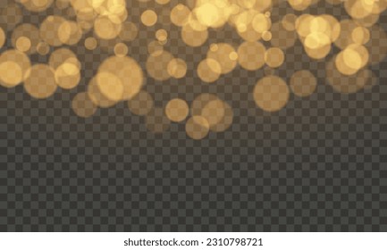 Shimmering Dust. Bokeh Lights. Festive Designs.White png dust light. Bokeh light lights effect background. Christmas background of shining dust. Christmas glowing light confetti and spark overlay