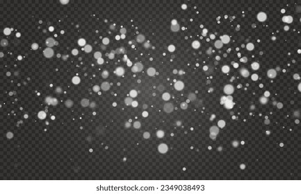 Shimmering Dust. Bokeh Lights. Festive Designs.White png dust light. Bokeh light lights effect background. Christmas background of shining dust. Christmas glowing light confetti and spark overlay