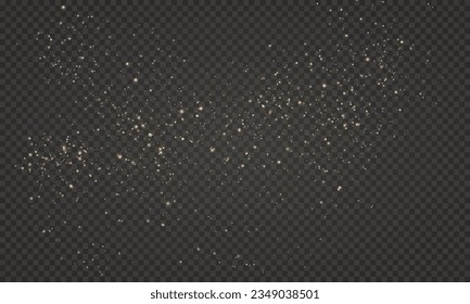 Shimmering Dust. Bokeh Lights. Festive Designs.White png dust light. Bokeh light lights effect background. Christmas background of shining dust. Christmas glowing light confetti and spark overlay