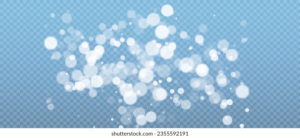 Shimmering Dust. Bokeh Lights. Festive Designs.White png dust light. Bokeh light lights effect background. Christmas background of shining dust. Christmas glowing light confetti and spark overlay