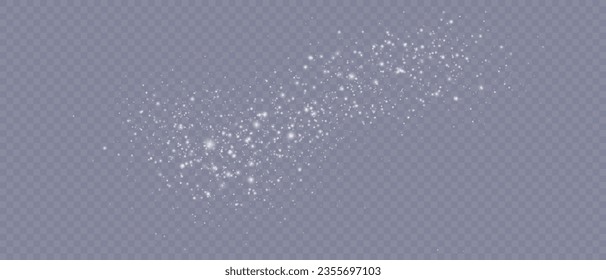 Shimmering Dust. Bokeh Lights. Festive Designs.White png dust light. Bokeh light lights effect background. Christmas background of shining dust. Christmas glowing light confetti and spark overlay