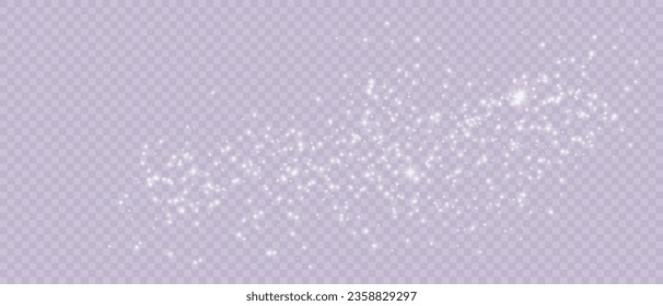 Shimmering Dust. Bokeh Lights. Festive Designs.White png dust light. Bokeh light lights effect background. Christmas background of shining dust. Christmas glowing light confetti and spark overlay