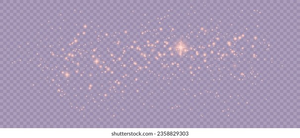 Shimmering Dust. Bokeh Lights. Festive Designs.White png dust light. Bokeh light lights effect background. Christmas background of shining dust. Christmas glowing light confetti and spark overlay