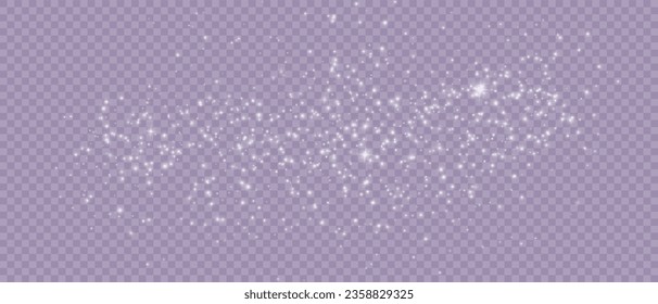 Shimmering Dust. Bokeh Lights. Festive Designs.White png dust light. Bokeh light lights effect background. Christmas background of shining dust. Christmas glowing light confetti and spark overlay