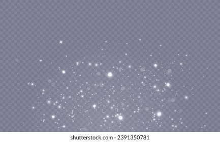 Shimmering Dust. Bokeh Lights. Festive Designs.White png dust light. Bokeh light lights effect background. Christmas background of shining dust. Christmas glowing light confetti and spark overlay