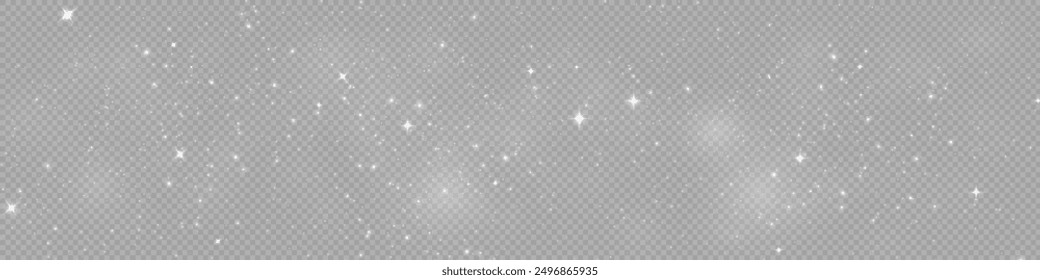 Shimmering Dust. Bokeh Lights. Festive Designs.White png dust light. Bokeh light lights effect background. Christmas background of shining dust. Christmas glowing light confetti and spark overlay.