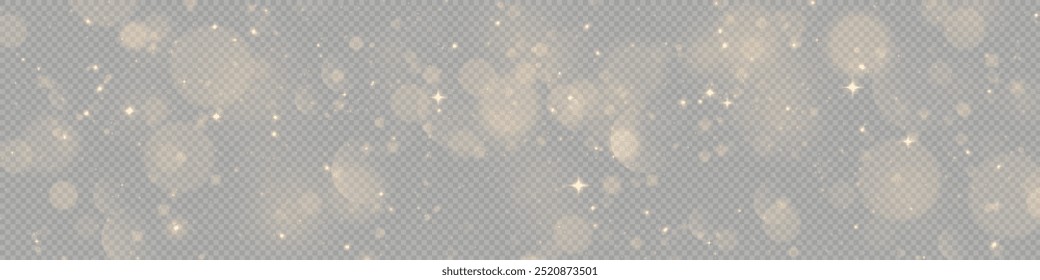 Shimmering Dust. Bokeh Lights. Festive Designs.White png dust light. Bokeh light lights effect background. Christmas background of shining dust. Christmas glowing light confetti and spark overlay.