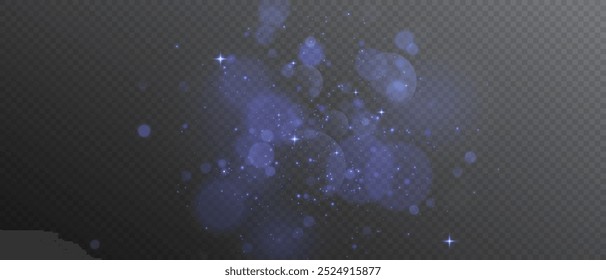 Shimmering Dust. Bokeh Lights. Festive Designs.White png dust light. Bokeh light lights effect background. Christmas background of shining dust. Christmas glowing light confetti and spark overlay.