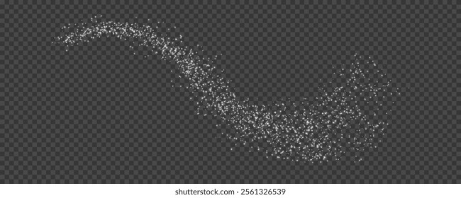 Shimmering Dust. Bokeh Lights. Festive Designs.White light. Bokeh lights effect background. Christmas background of shining dust. Glowing light confetti and spark overlay.