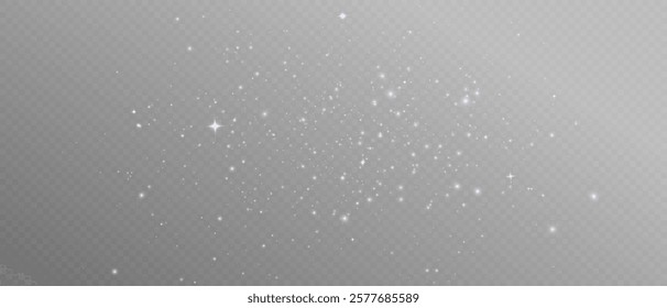 Shimmering Dust. Bokeh Lights. Festive Designs.White png dust light. Bokeh light lights effect background. Christmas background of shining dust. Christmas glowing light confetti and spark overlay.