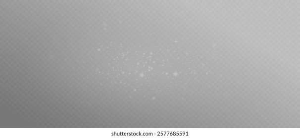 Shimmering Dust. Bokeh Lights. Festive Designs.White png dust light. Bokeh light lights effect background. Christmas background of shining dust. Christmas glowing light confetti and spark overlay.