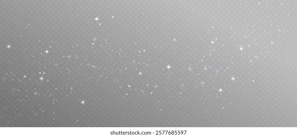 Shimmering Dust. Bokeh Lights. Festive Designs.White png dust light. Bokeh light lights effect background. Christmas background of shining dust. Christmas glowing light confetti and spark overlay.