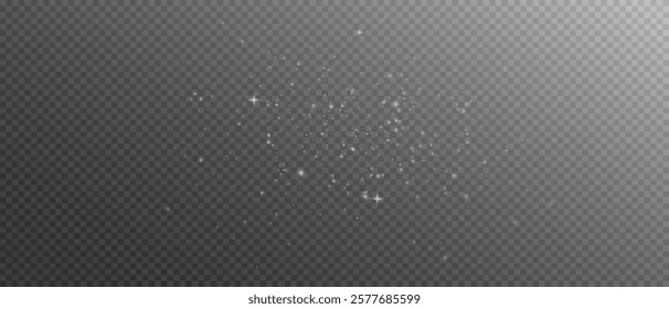 Shimmering Dust. Bokeh Lights. Festive Designs.White png dust light. Bokeh light lights effect background. Christmas background of shining dust. Christmas glowing light confetti and spark overlay.