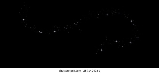 Shimmering Dust. Bokeh Lights. Festive Designs. White png dust light. Bokeh light effect background. Christmas background of shining dust. Holiday powder dust for cards, invitations, banners, and ads.