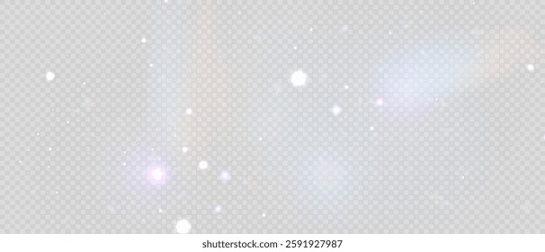 Shimmering Dust. Bokeh Lights. Festive Designs. White png dust light. Bokeh light effect background. Christmas background of shining dust. Holiday powder dust for cards, invitations, banners, and ads.