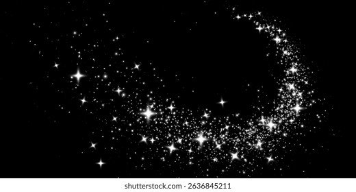 Shimmering Dust. Bokeh Lights. Festive Designs.White png dust light. Bokeh light lights effect background. Christmas background of shining dust. Christmas glowing light confetti and spark overlay.