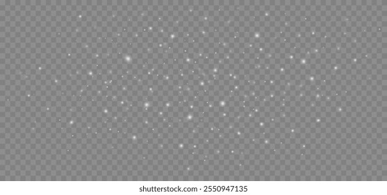 Shimmering Dust. Christmas  glow and sparkle.White dust light. Illumination effect background. Christmas glowing dust on transparent background.