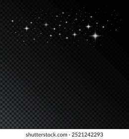 Polvo resplandeciente.  Diseños festivos. Luz blanca del polvo. Fondo de efecto de luz Bokeh. Navidades de fondo de polvo de brillo. Navidades brillan confeti y brillo superpuesto.