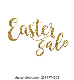 Shimmering and festive, this vector illustration features the text 'Easter Sale' in a cursive glittery gold effect
