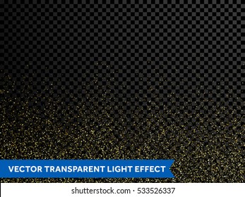 Brillantes partículas de brillo vectorial de brillo brillante brillante de brillo brillante efecto para tarjeta de bienvenida de lujo. Sparkling textura de la luz de polvo de estrellas choca con brillo mágico rociado sobre fondo transparente