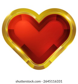 Shimmering gold and red heart playing card suit icon