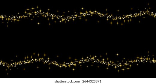 Shimmering Golden Glitter Frame On Black Background for Luxury and Celebration. Illustration