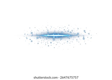 Schimmernder horizontaler blauer Blitz mit Glühspur auf Schwarz. Verwenden Sie es für Schnittstellenmockups, von Cyberpunk inspirierte Grafiken, helle Designhintergründe oder moderne HUD-Bewegungsvorlagen.