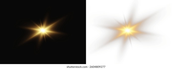 Shimmering Light Effect Golden star glow with intense luminescence for visual enhancement