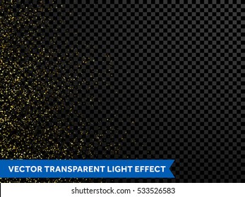 Shimmering magic glow of shining particles and golden star dust. Sparkling glittering light texture. Gold falling confetti glitter. Shimmering magic glow firework for new year, christmas or birthday