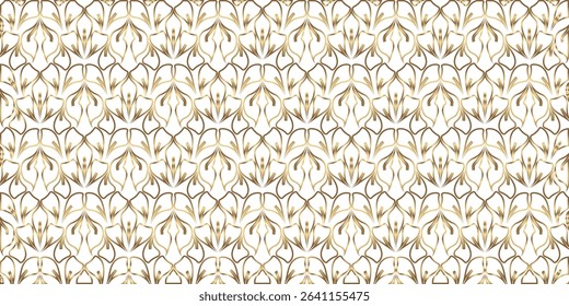 Shimmering Metallic Art Nouveau Inspired Leaf Motif Background