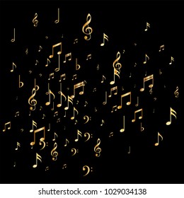 Shimmering Music Note Background. Glamour Party Poster Pattern Design. Shimmer Note Symbols Texture. Invitation Print Design Background.